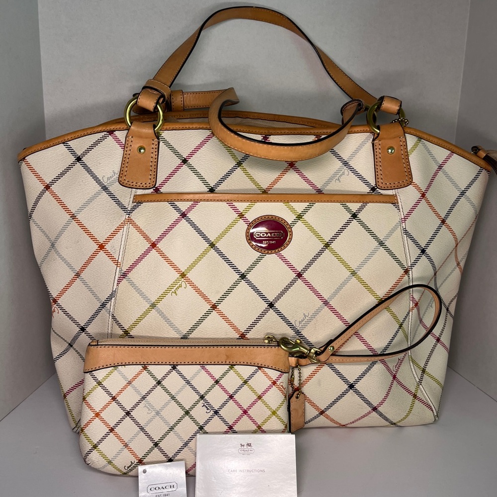 Coach Multicolor Plaid Women's Bag Set